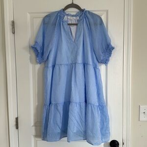 Striped Short Sleeve Tiered Dress